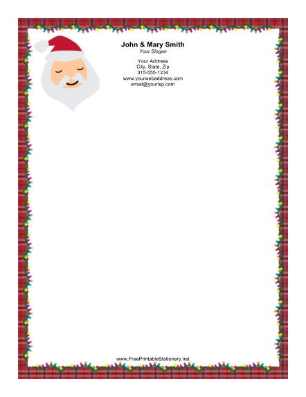 Santa Portrait Colorful Lights stationery design