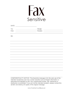 Sensitive Fax Lined fax cover sheet