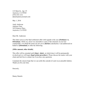 Settlement Final Offer Letter