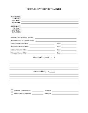 Settlement Worksheet