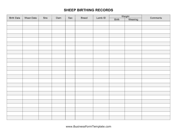 Sheep Birthing Records