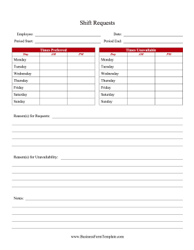 Shift Request Form