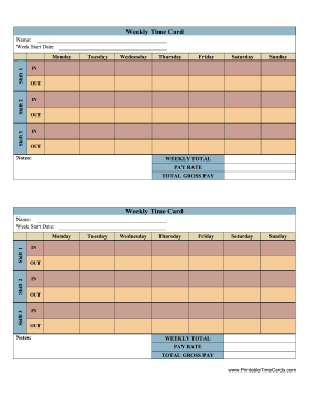 Shift Time Card