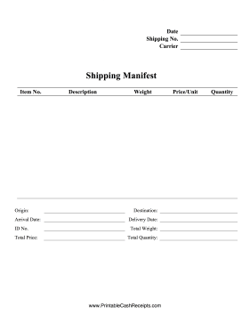 Shipping Manifest