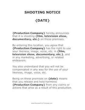 Shooting Notice