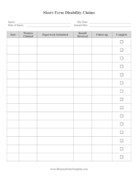 Short Term Disability Claims Tracker