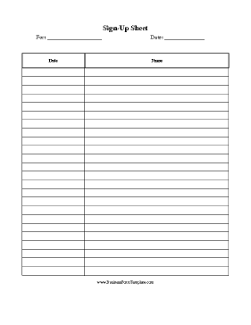 Sign Up Sheet