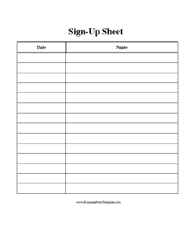 Sign Up Sheet Name and Date