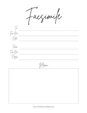 Signature fax cover sheet