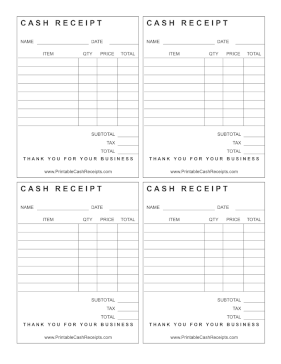 Simple Airy Cash Receipt-4-Up