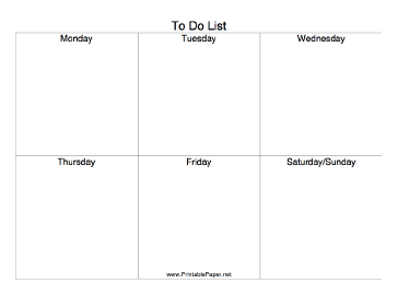 Printable Six Day To Do List