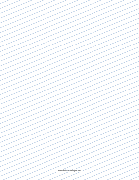 Printable Slant Ruled Paper — Medium Ruled Right-Handed, Low Angle — blue lines