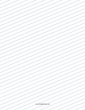 Printable Slant Ruled Paper — Wide Ruled Right Handed, Low Angle — blue lines