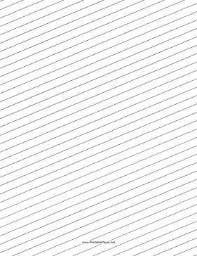 Printable Slant Ruled Paper — Wide Ruled Right Handed, Low Angle