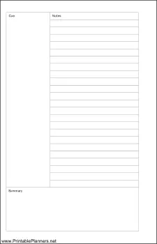 Small Cahier Planner Cornell Note Page - Left