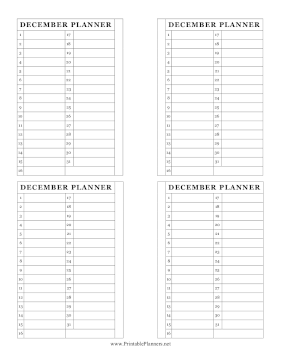 Small Monthly Planner December