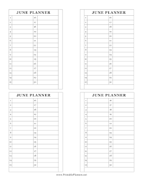 Small Monthly Planner June