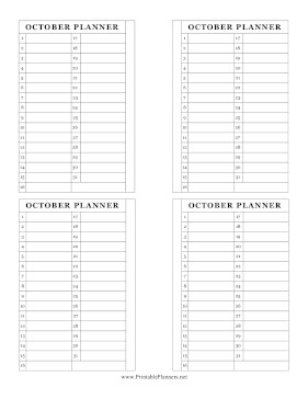 Small Monthly Planner October