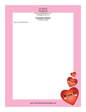 Smiling Hearts Valentines Letterhead