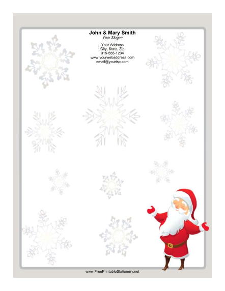 Smiling Santa Gray Border stationery design