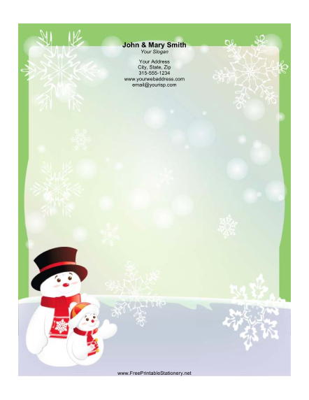 Snowmen in Hats stationery design