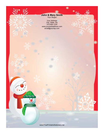 Snowmen in Stocking Caps stationery design