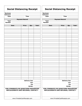 Social Distancing Receipt With Contact