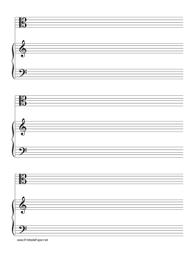 Printable Solo-Alto Clef with Accompanist Music Paper