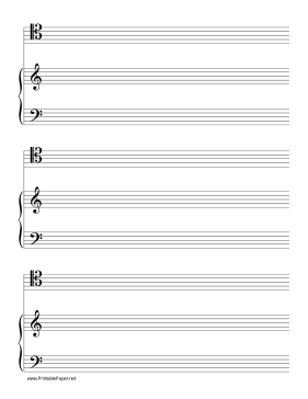 Printable Solo-Tenor Clef with Accompanist Music Paper