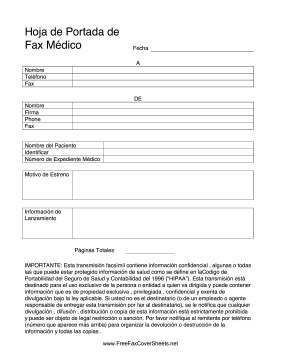 Spanish Medical fax cover sheet