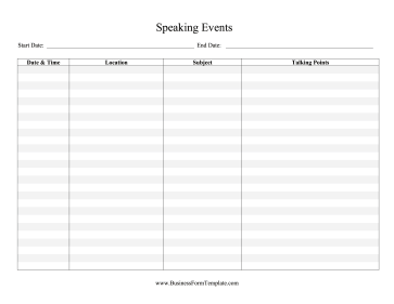 Speaking Events Tracker