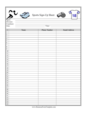 Sports Signup Sheet