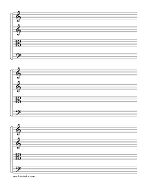 Printable Staff-String Quartet Score Music Paper