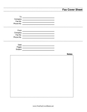 Standard fax cover sheet