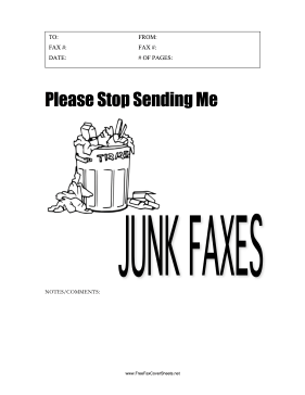 Stop Junk Faxes fax cover sheet