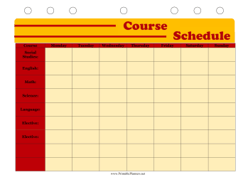 Student Planner — Course Schedule