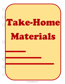 Student Planner — Take-Home Materials (cover page)