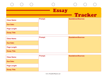 Student Planner — Essay Tracker