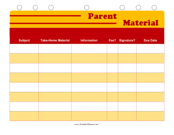 Student Planner — Parent Material