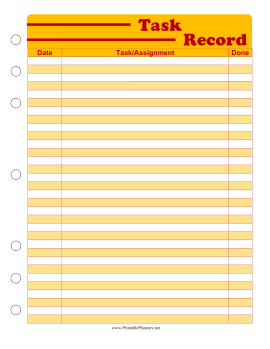 Student Planner — Task Record