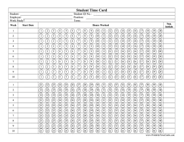 Student Time Card Bubbles