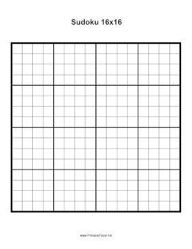 Printable Sudoku Grid 16x17