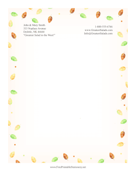 Swirling Leaves stationery design