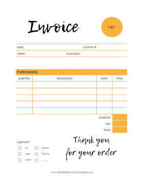 Tangerine Invoice Template Template