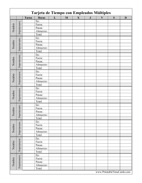 Tarjeta De Tiempo Con Empleados Multiples Time Card