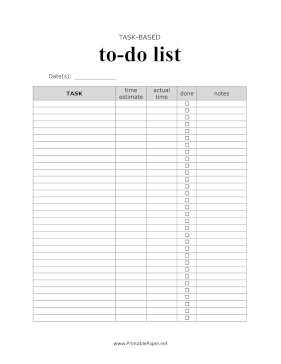 Printable Task Based To Do List