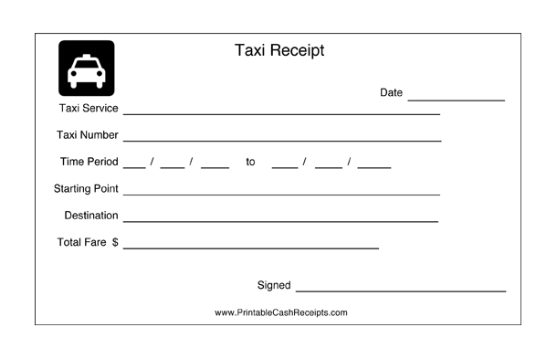 Taxi Receipts (2 per page)