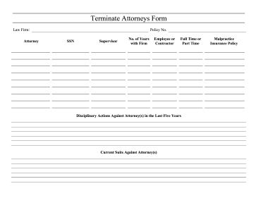 Terminate Attorneys Form