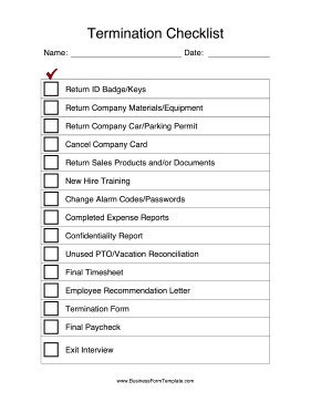 Termination Checklist