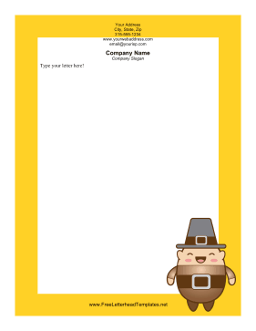 Thanksgiving Pilgrim Letterhead